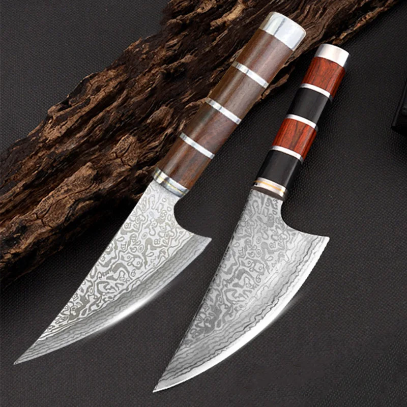 Professional Kitchen Knives Laser Damascus Pattern Utility Knife Chef Slicing Fish Fruit Meat Cleaver Barbecue Steak Knife Tools