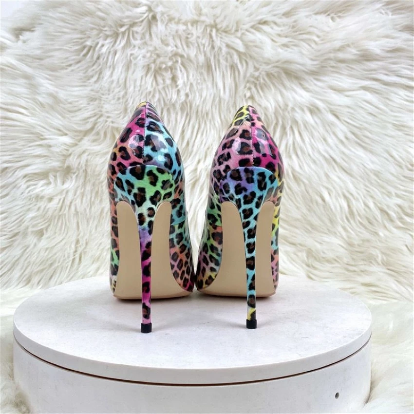 Fashion Leopard Print Women Pointed Toe Stiletto Pumps Sexy Celebrity Night Club Party High Heel Shoes Woman Large Size 42