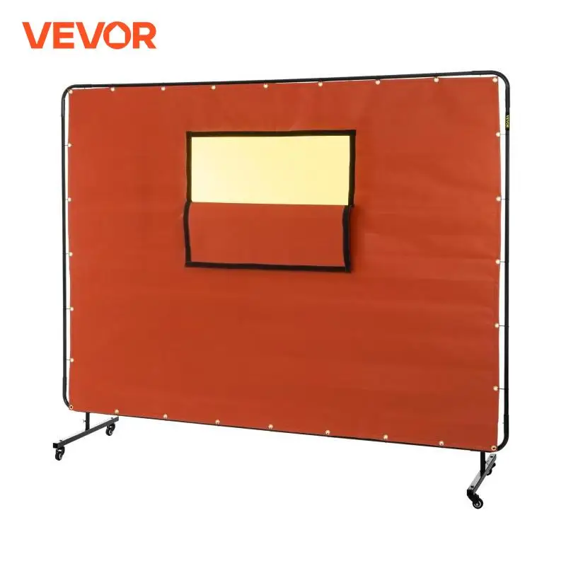 VEVOR Welding Firesafe Fiberglass Curtain W/ Caster Emergency Survival Flame Retardant Safety Protective Equipment 6x10FT 8x10FT