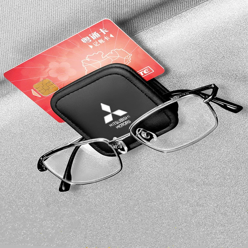 Car Sun Visor Glasses Storage Box Sunglasses Clip Card Ticket Holder For Mitsubishi Asx Lancer Outlander Pajero Ralliart