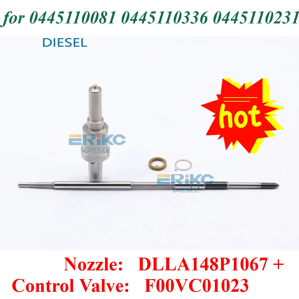 

0445110336 0445110081 Common Rail Diesel Injector Repair Kits Nozzle DLLA148P1067 Control Valve F00VC01023 for 0445110231