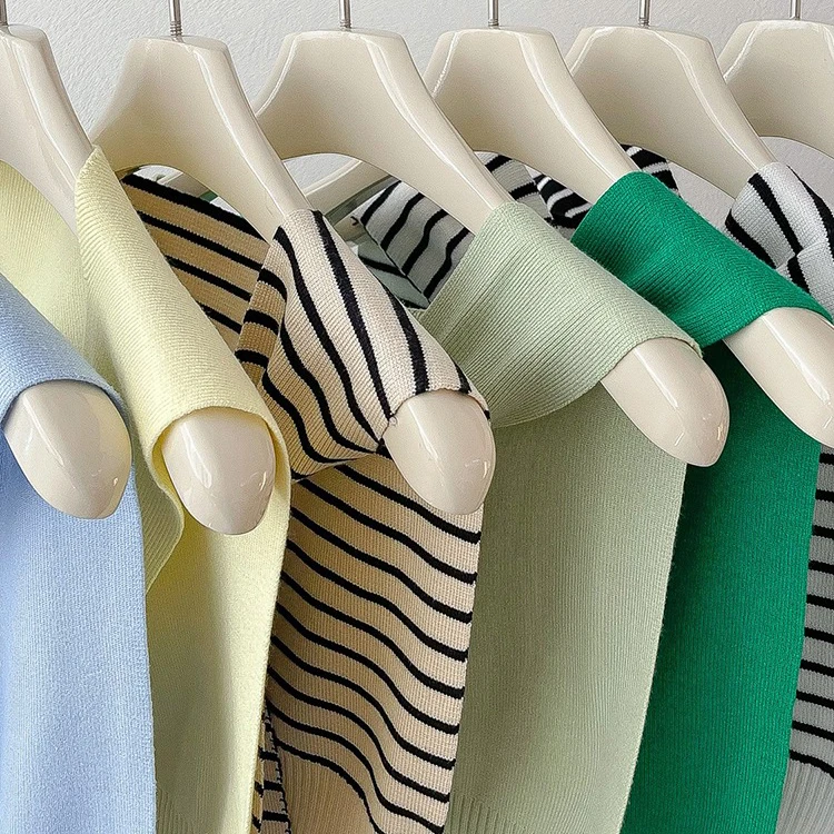 Suéter tejido a rayas para el hombro, bandolera para estudiante, cuello falso, lazo con nudo, protección exterior del cuello ...