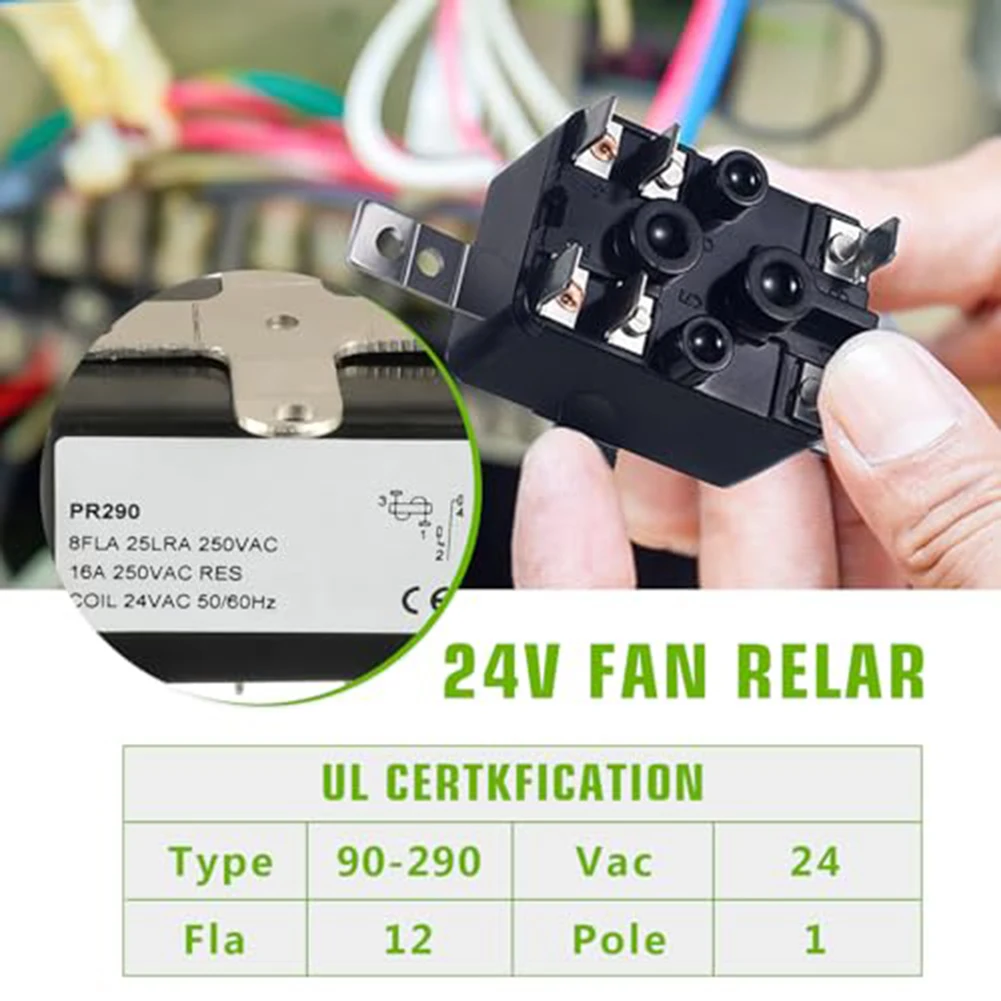 For Jard JFR290 AC Fan Relay Black High Performance Ac Relay Ac Fan Relay 25A Contact Rating Four Wiring Terminals