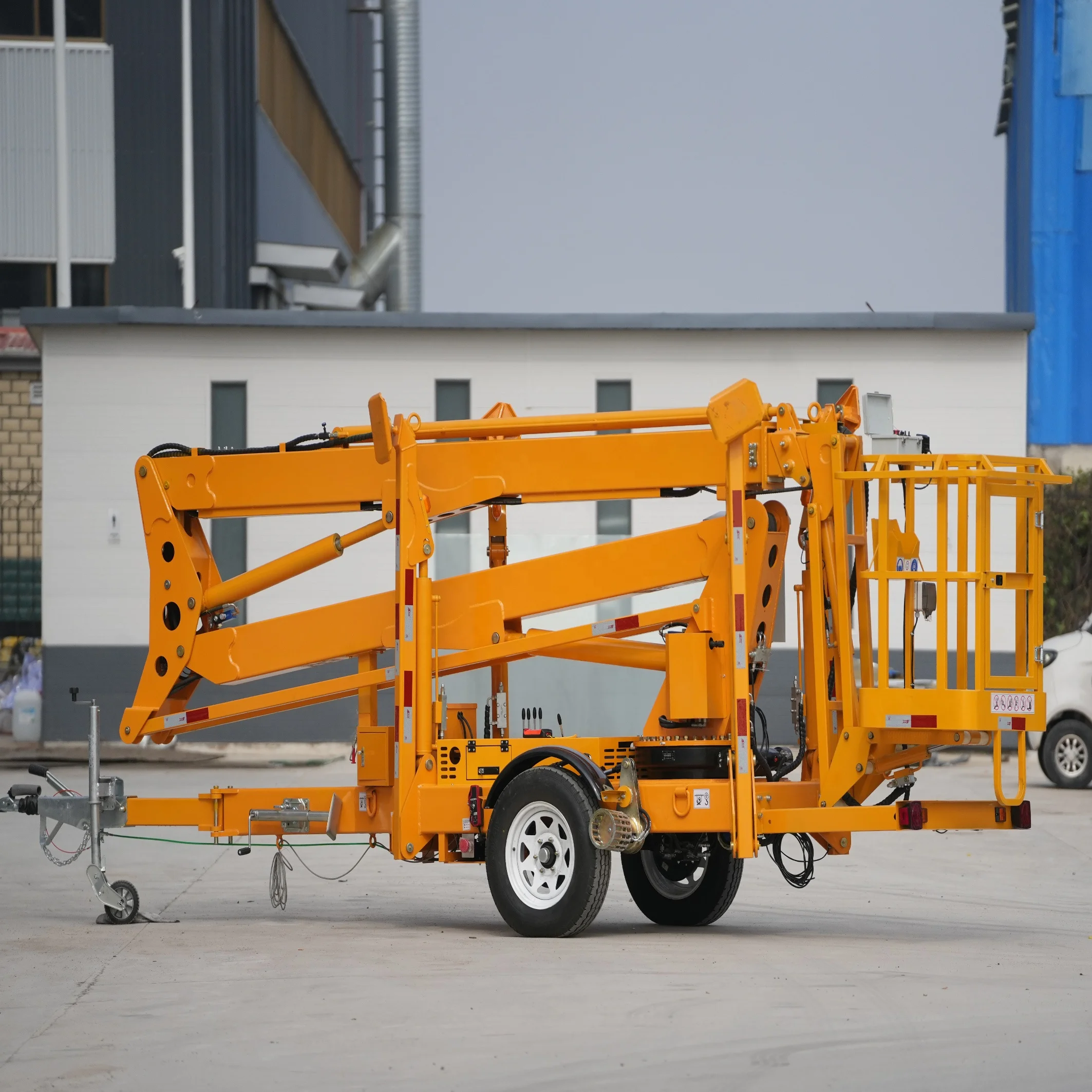 Best-selling High-security Trailer Mounted 14m Electric High-altitude Telescopic Work Platform Truck Boom Lift