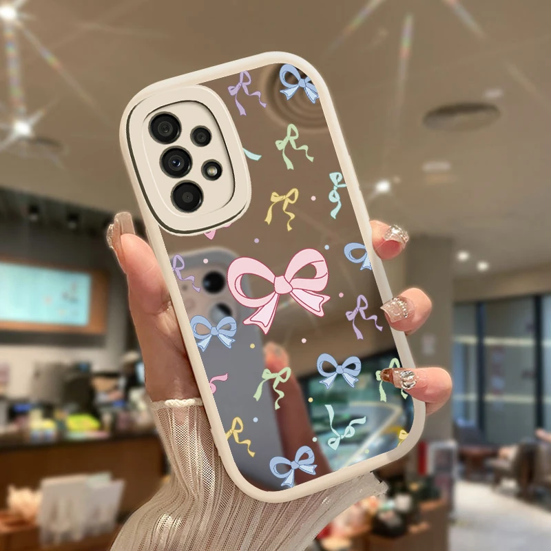 Bow Tie Phone Case For Samsung Galaxy A55 A13 A14 A24 A54 A23 A33 A53 A73 A34 A35 Fashion Mirror Girly Shockproof Soft Cover