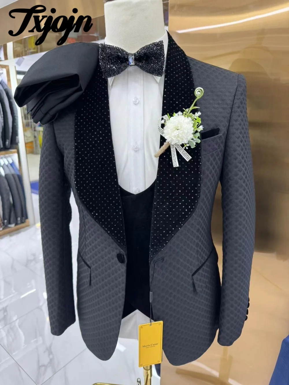 

Classic Decal Men Suit Set 2PCS Elegant solid Men Office Suit High-end Host Suit For Groom Business Wedding Suit Customized