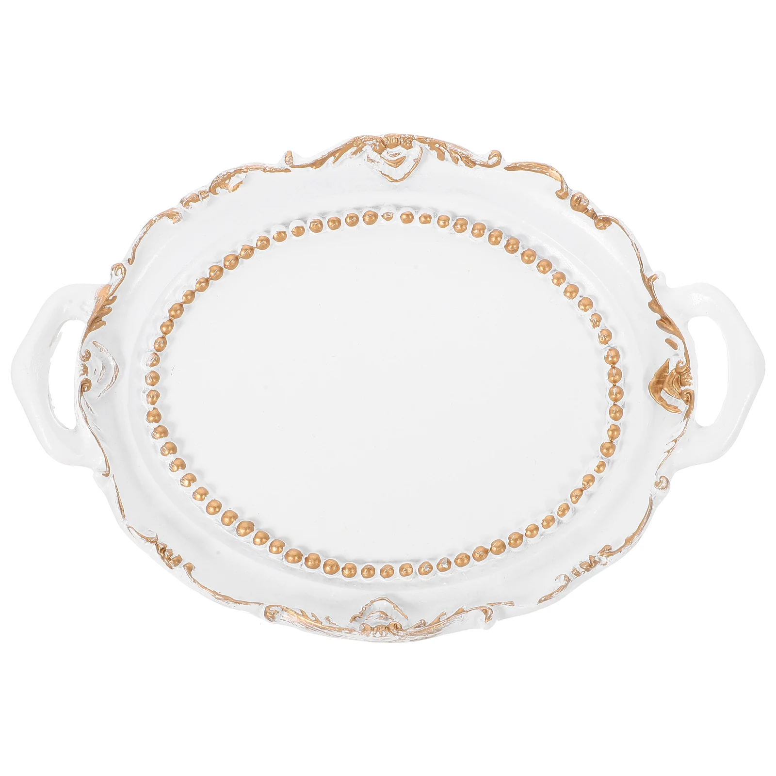 

1pc Vintage Style Jewelry Organizer Tray White Synthetic Resin Space Saving Storage for Bathroom Kitchen Cabinet Countertop Ring