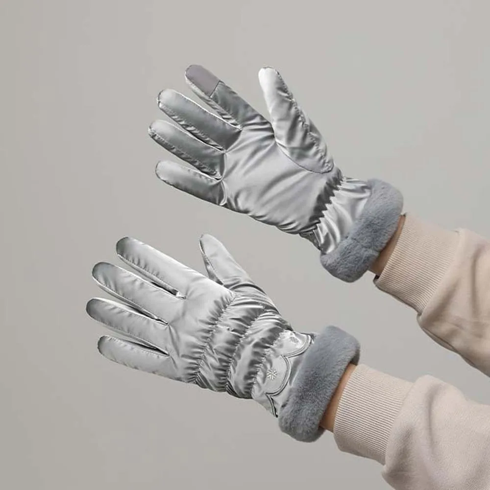 

Подарочные пуховые хлопковые атласные перчатки с защитой от холода, мягкие утолщенные перчатки с сенсорным экраном, теплые варежки в корейском стиле для катания на лыжах