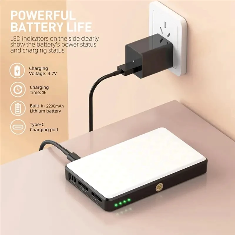 مشبك ضوء الهاتف LED ضوء الفيديو المعدل 3 أوضاع إضاءة، مؤتمر فيديو سيلفي قابل لإعادة الشحن بقوة 2200 مللي أمبير في الساعة #6