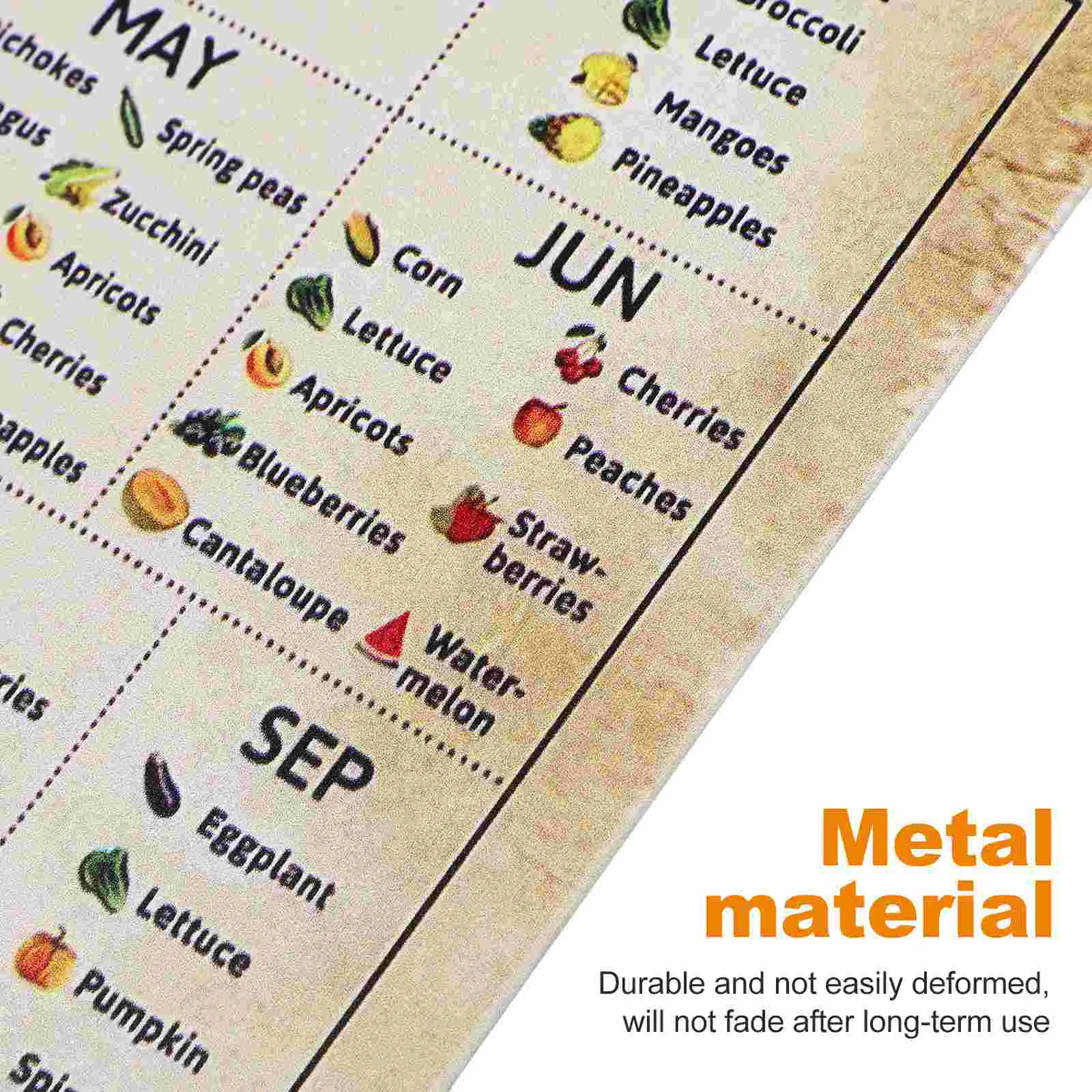 Vintage Plant Infographicผักผลไม้ป้ายแผนภูมิโลหะโปสเตอร์สําหรับผักSeason Kitchenภาพ