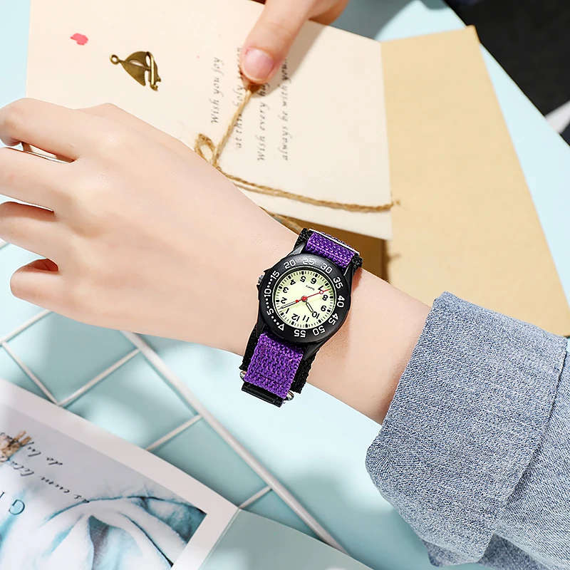 Spinning Bezel Kid Quartz Watches Boy Nylon Straps Children Cute Clock Rotary Dial Arabic Number Boys Watch  Kids Watch