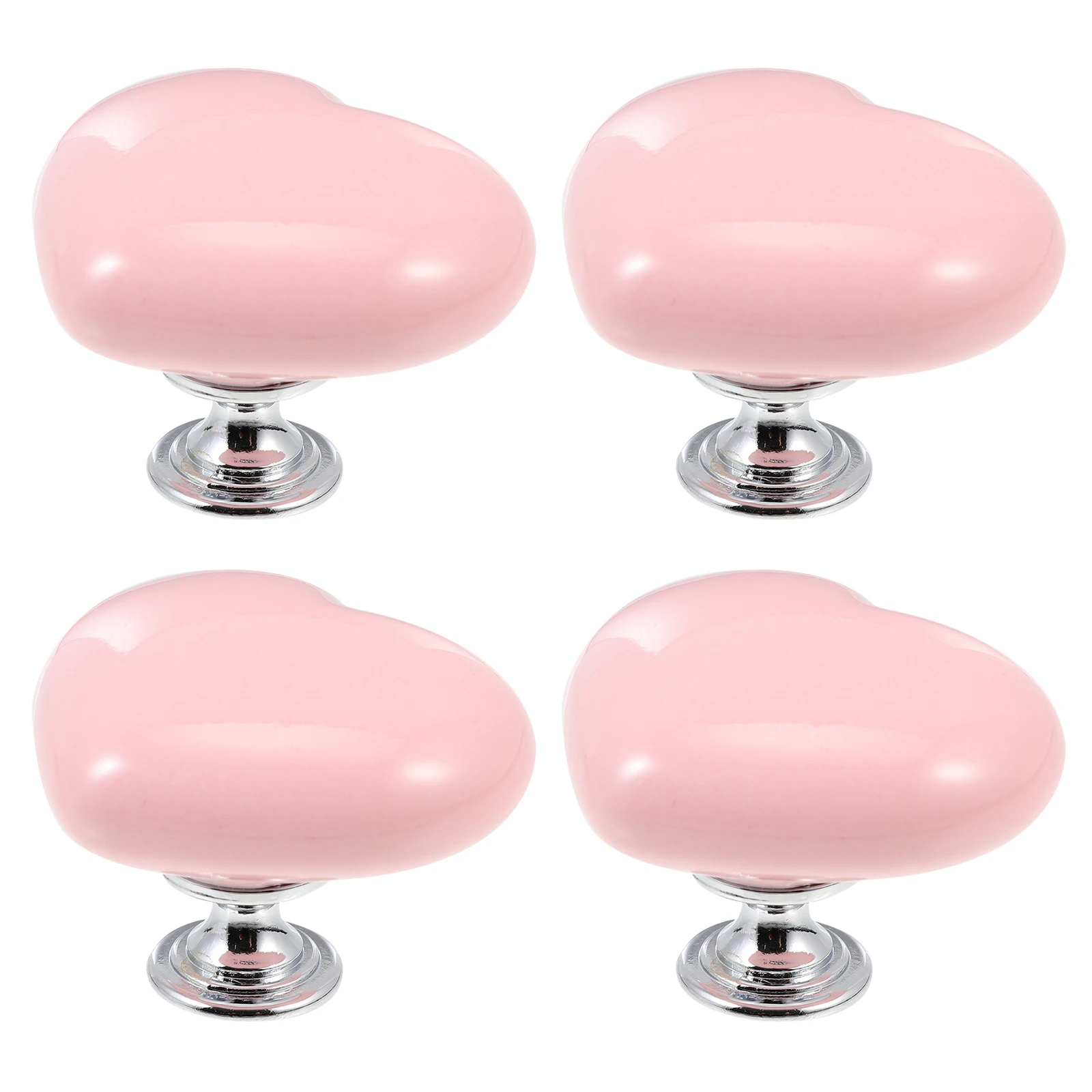 

4Pcs Drawer Knobs with Heart Cabinet Handle Ceramic Top Stainless Steel Base for Wardrobe Cupboard Door Pull Modern Design