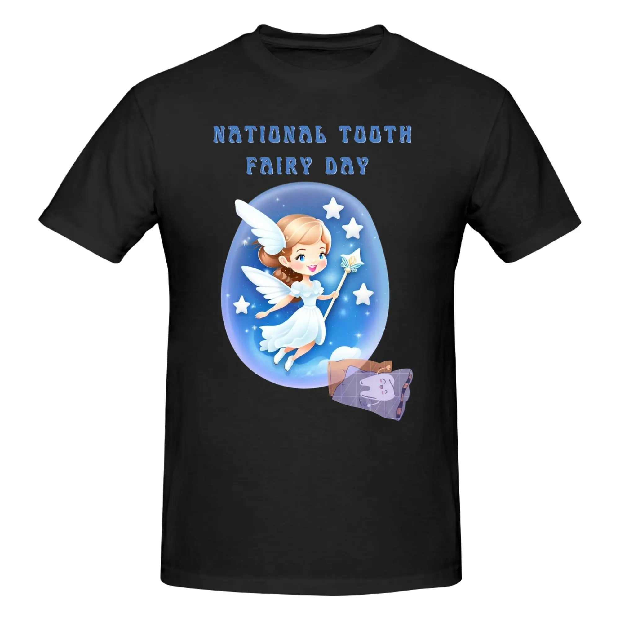1 Piece National Tooth Day Funny 100% Cotton T-Shirt Tooth Fairy Tops Tees For Men