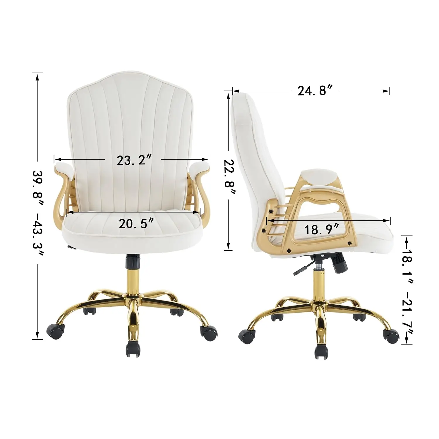 Office Chair,Cute Velvet Desk Chair, Comfortable Makeup Vanity Chair,Cream
