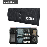 Electronic Organizer Cord Pouch, Travel Cable Charger Phone Accessories Bag Organizer Roll up Tech Carrying Case for USB Cables