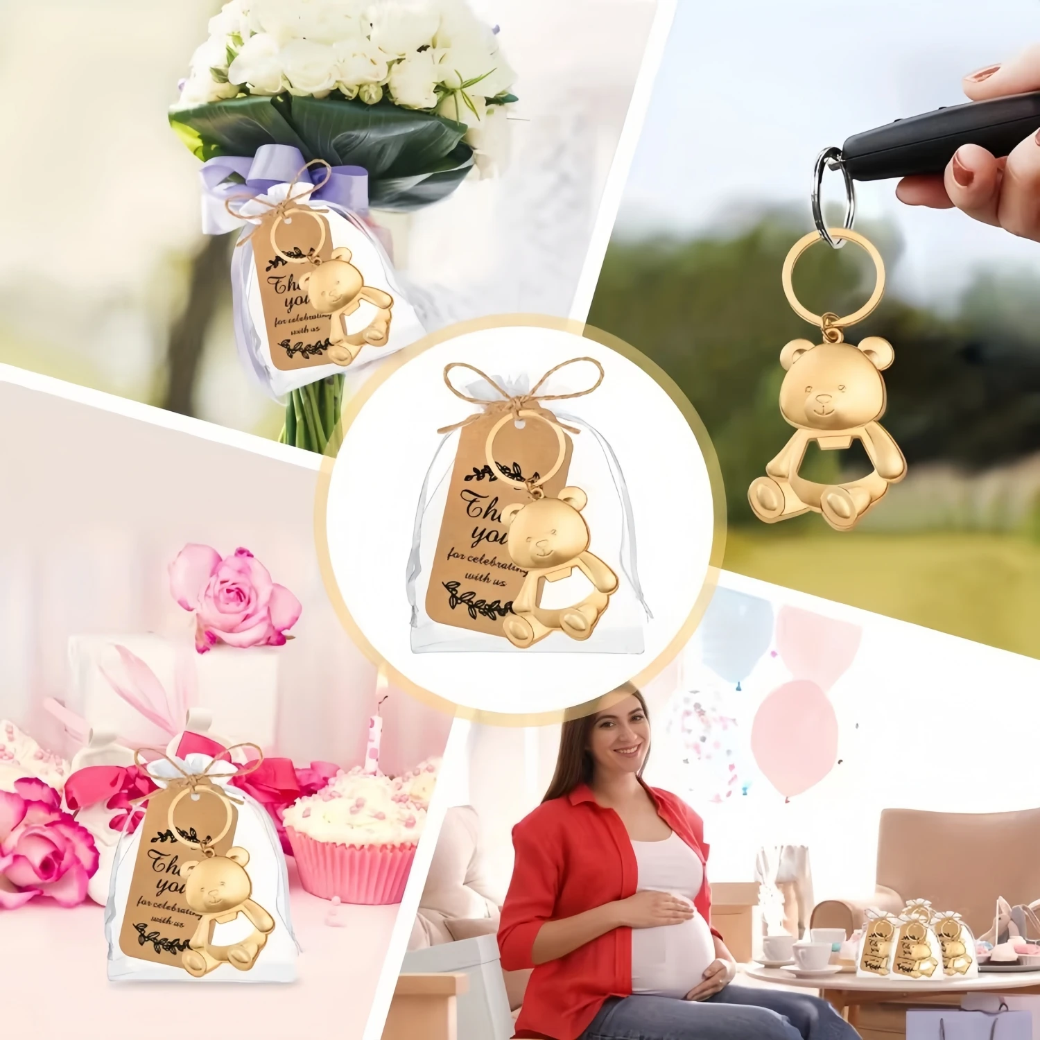 15 Stück/5 Sets Goldener Bären-Schlüsselanhänger Flaschenöffner Geschenk, geeignet für Geburtstagsfeiern, Halloween, Weihnachten und Party-Geschenksets – Detail 5