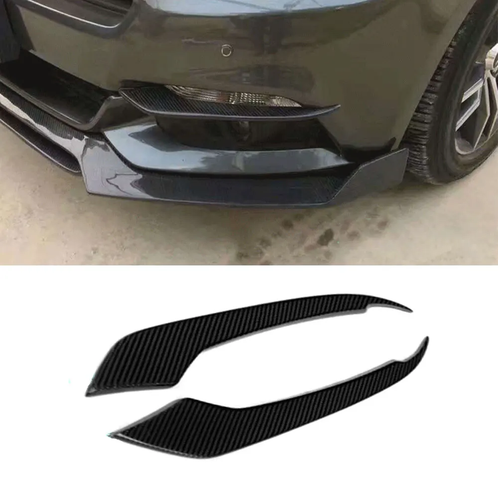 Carbon fiber front bumper headlight vent trims for Ford Mustang GT V8 V6 GT350R Coupe 2015 2016 2017