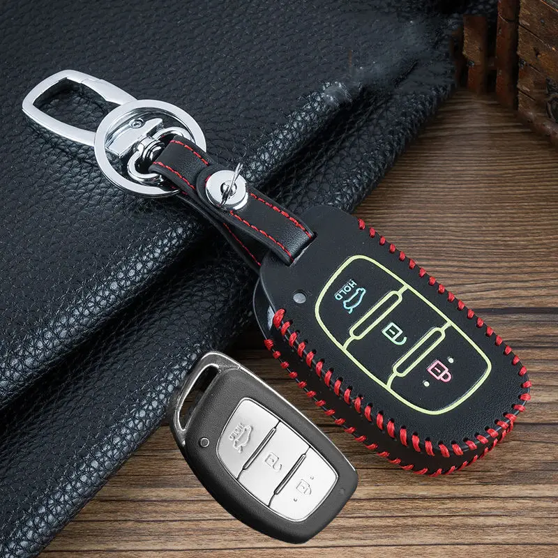 Leather Car Key Case Cover For Hyundai Tucson Creta i10 ix25 ix35 i20 i30 HB20 Elantra Verna Mistra Santa Fe Protection