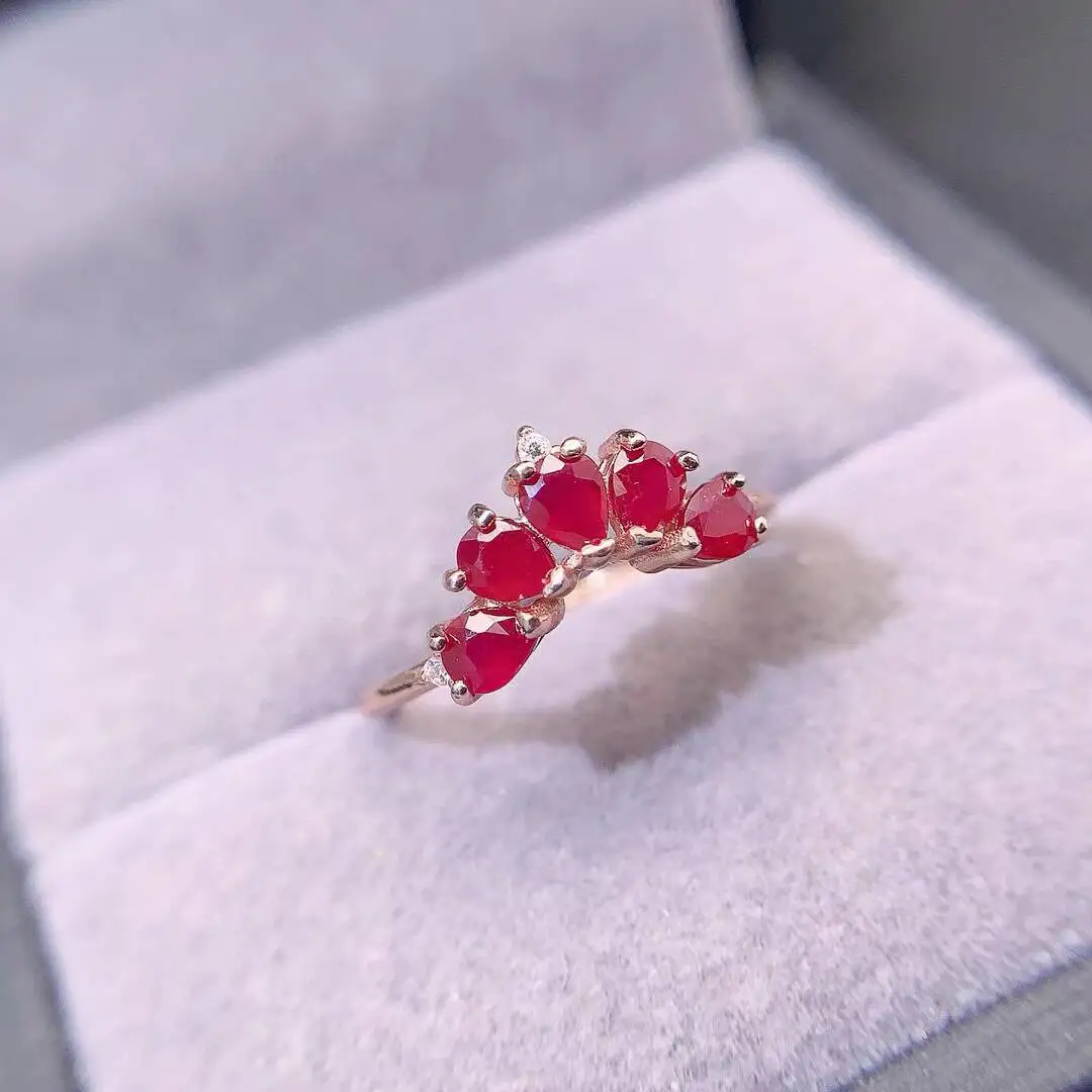 KJJEAXCMY New style Jewelry Natural Women's Ruby ring 925 silver inlay Colorful and splendid Crystal pure fire flash explosion