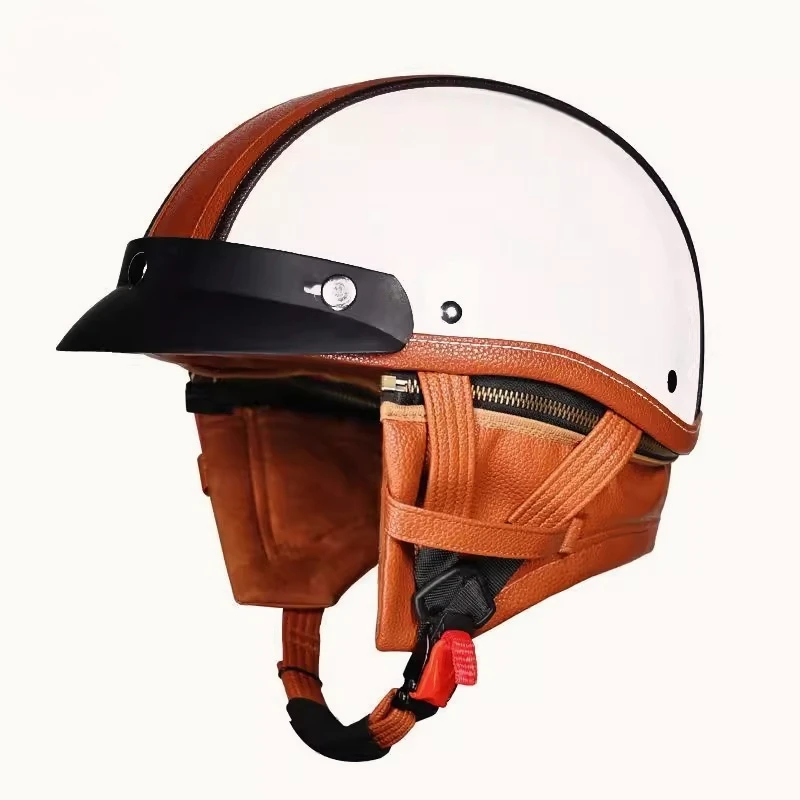 

Retro motorcycle helmet four season universal motorcycle half helmet breathable and lightweight cruise safety helmet