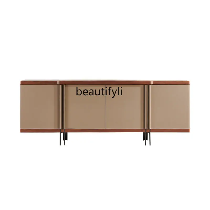 

Italian-Style Light Luxury Sideboard Saddle Leather Solid Wood Living Room Dining Room Bar Counter Wall Storage