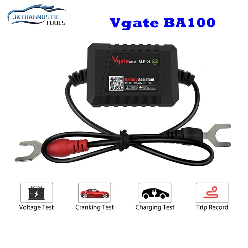 Vgate BA100 Bluetooth 4.0 12V Car Battery Tester Auto Battery Assistant Battery Analyzer Test Tool Battery Monitor iOS&Android