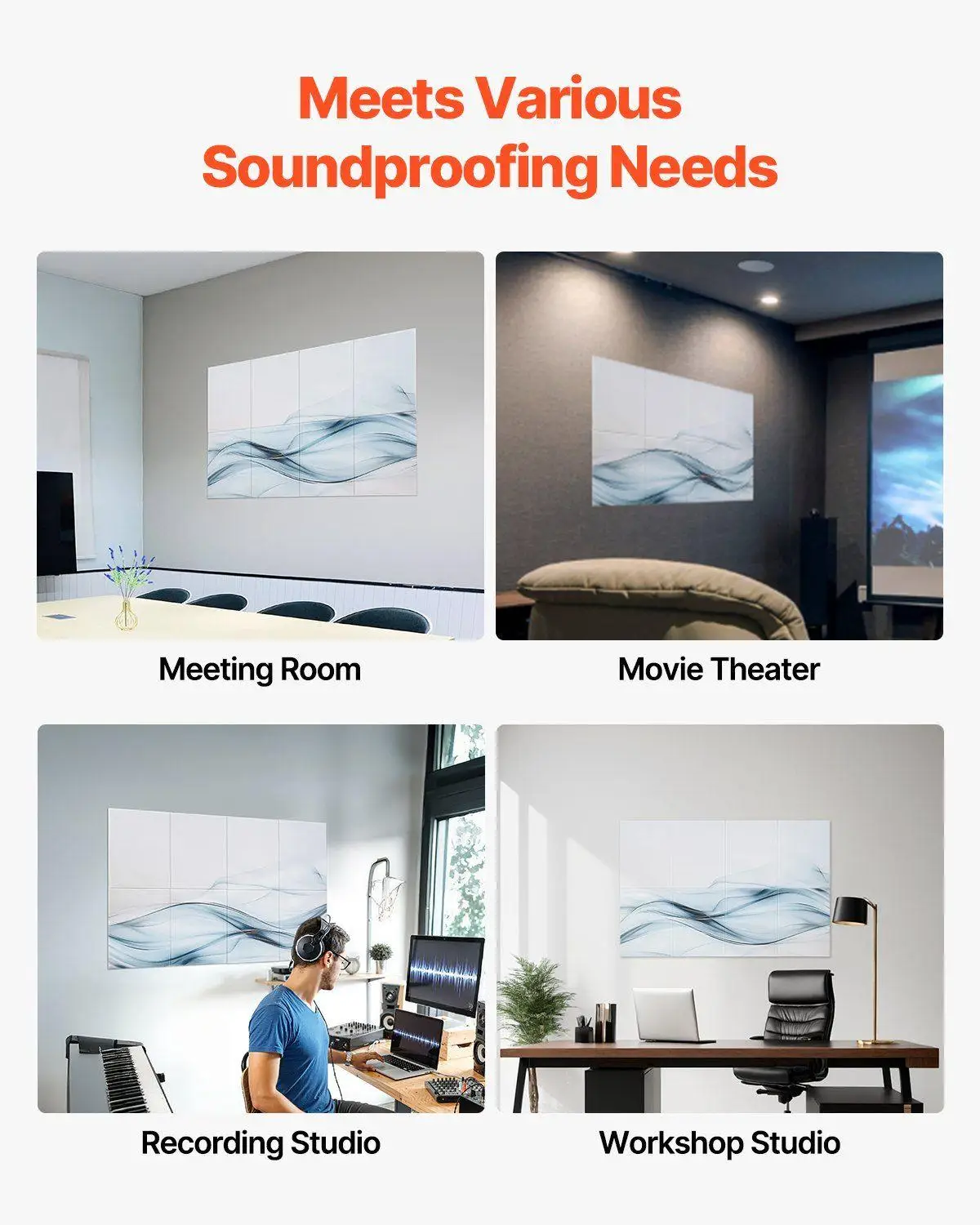8 قطعة 15.8x11.8 بوصة إدراج جدار صوتي ذاتية اللصق دعم رغوة عالية الكثافة الأساسية يقلل ريفيرب استوديو مناسب #5