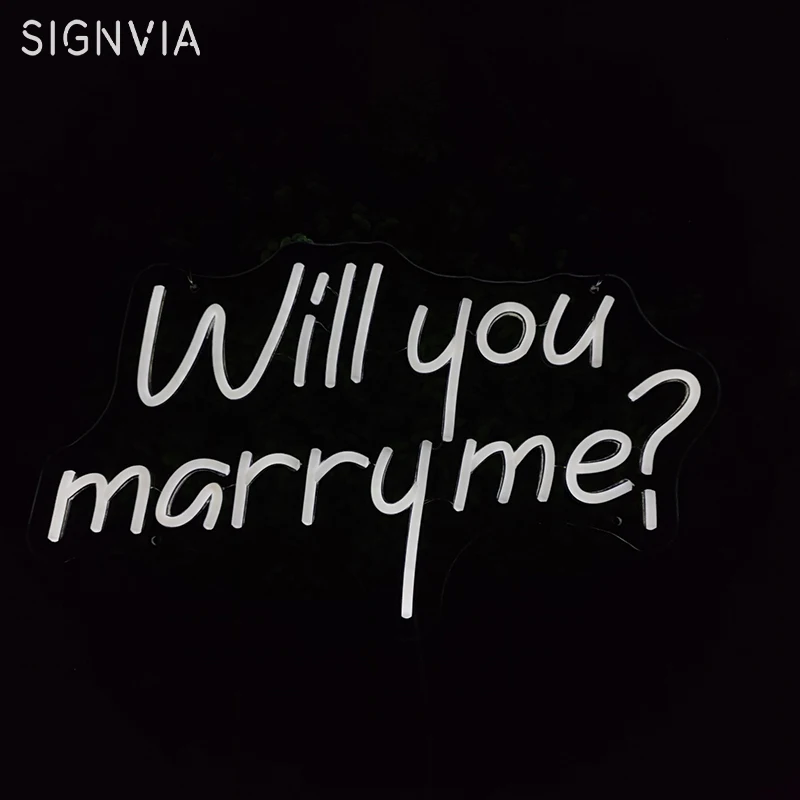 Romantic Atmosphere Will You Marry Me LED Neon Sign Wedding Marriage Neon Light Room Wall Decor Aesthetic Decoration Neon Lamp
