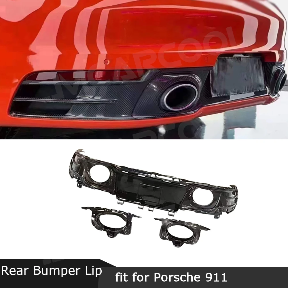 For Porsche 911 Carrera Standard 2019-2023 Car Rear Bumper Diffuser Spoiler Extention Dry Carbon Fiber Protect Accessories FRP