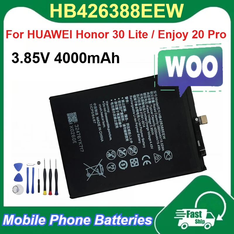 

HB426388EEW 3.85V 4000mAh Li-ion Polymer Phone Battery for HUAWEI Honor 30 Lite / Enjoy 20 Pro Rechargeable Batteries