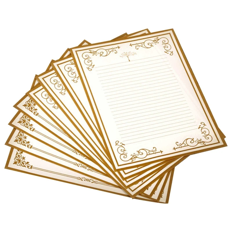 8 Sheets Antique Letter Paper Stationery Set Wide Lined for Vintage Invitations