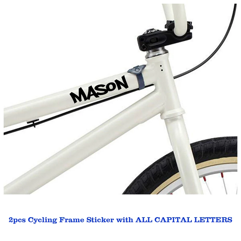 2pcs Custom Name Sticker for Bicycle Frame DIY Decorative Decals with All Capitals Cycling Accessories