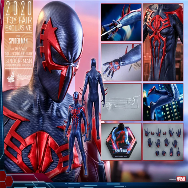 

Hottoys HT 1/6 Spider-Man Action Figures Model 2099 Black Suit 2020 Venue Version VGM42 Toby Collection Doll Gift Toys