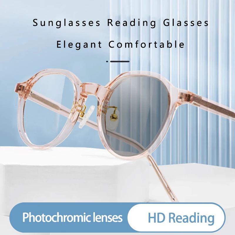 

Photochromic Reading Glasses Anti UV/Eyestrain/Glare Ultralight TR90 Frame for Women Readers,Tinted Eyeglasses