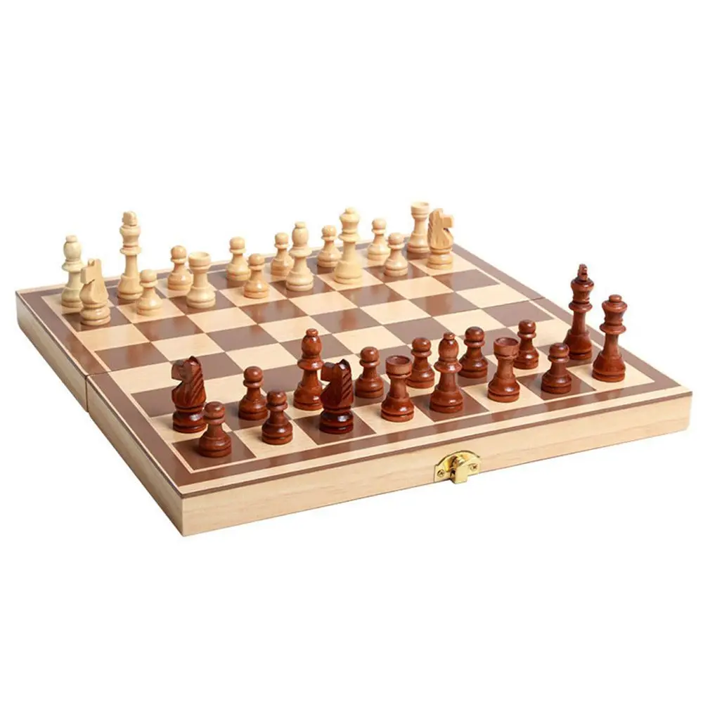 

1 set Adult Beginner Wooden Chess Board Magnetic Chessboard Chess Set Chess Games Puzzle Game Checkers