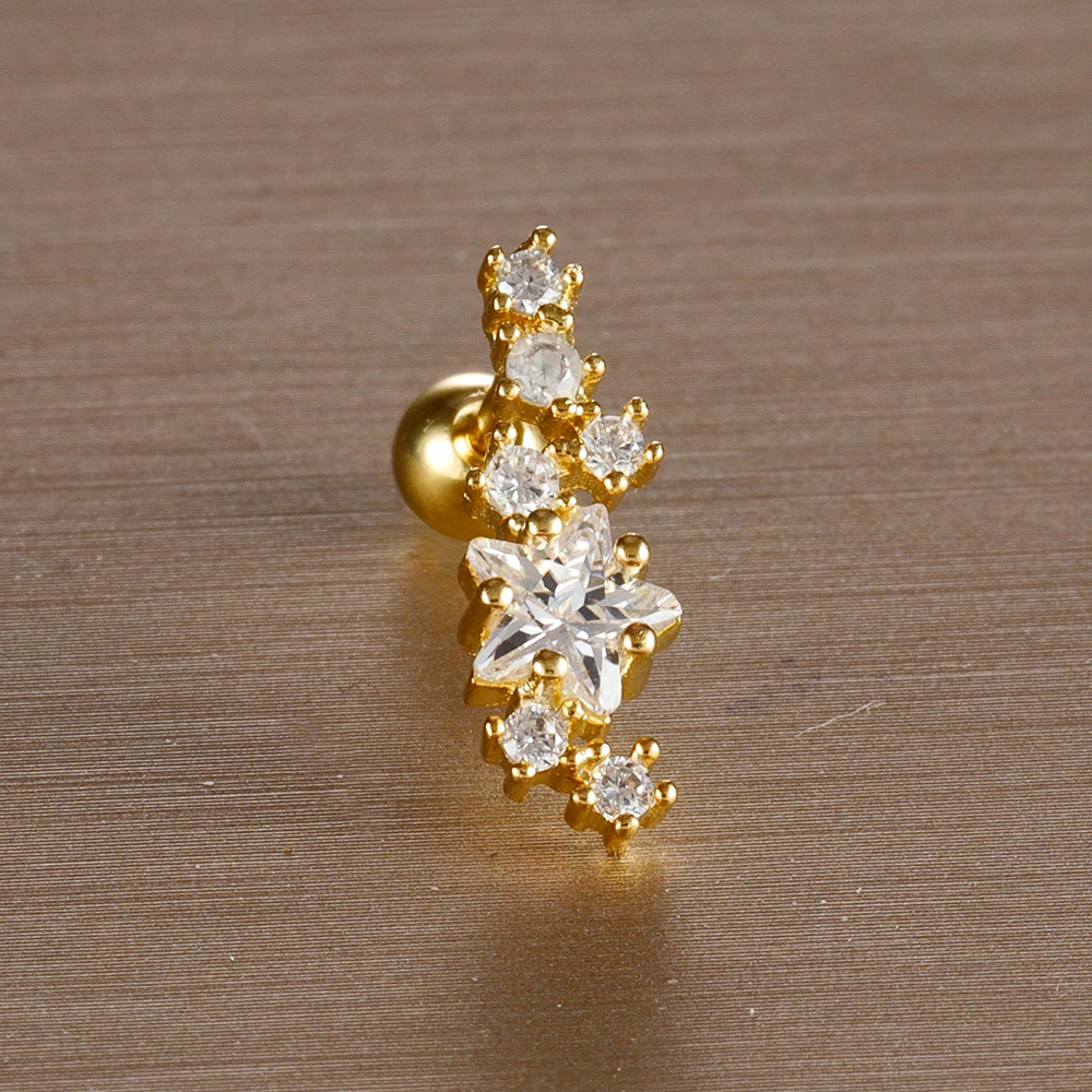 Mini Zircon Cartilage Piercing Stud Earring, 6 Styles
