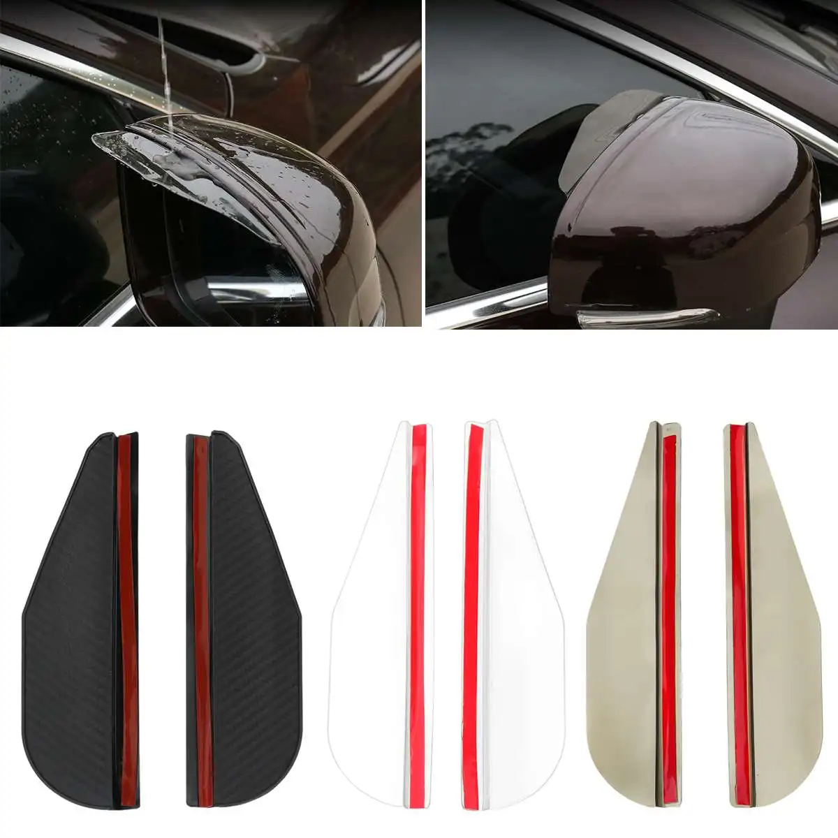 2PCS Car Rearview Mirror Rain Eyebrow Car bon Fiber Sun Visor Shade Cover Protector Clear Vision for Rain Car Mirror Accessories