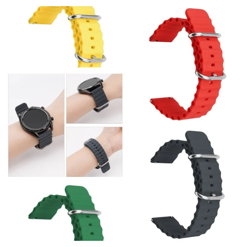 

20mm 22mm Silicone Universal Staight End Quick Release Spring Bar Multiple Colors Smart Watch Band Strap Fits for RLX SKX Watch