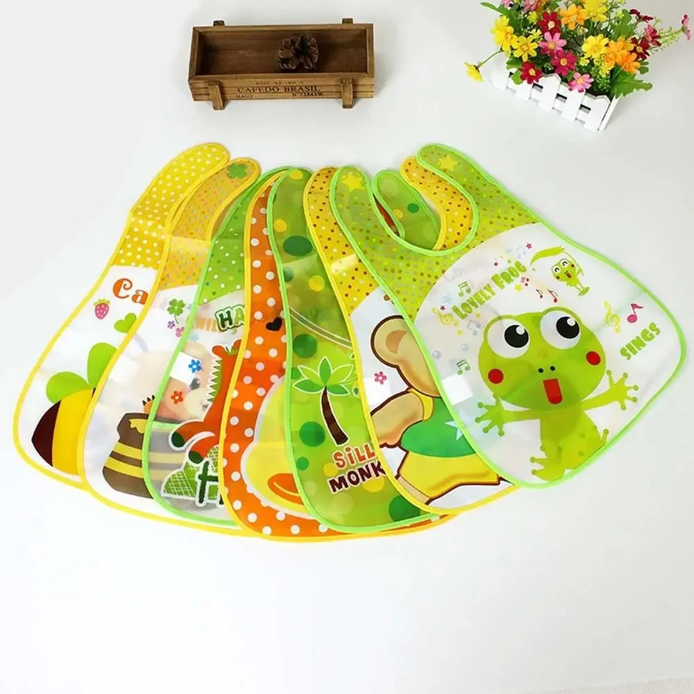 Smock Series Infant Kid Saliva Bib Kids Plastic Cloth Lunch Translucent Bibs/Cute Pattern Towel Baby Bibs Waterproof