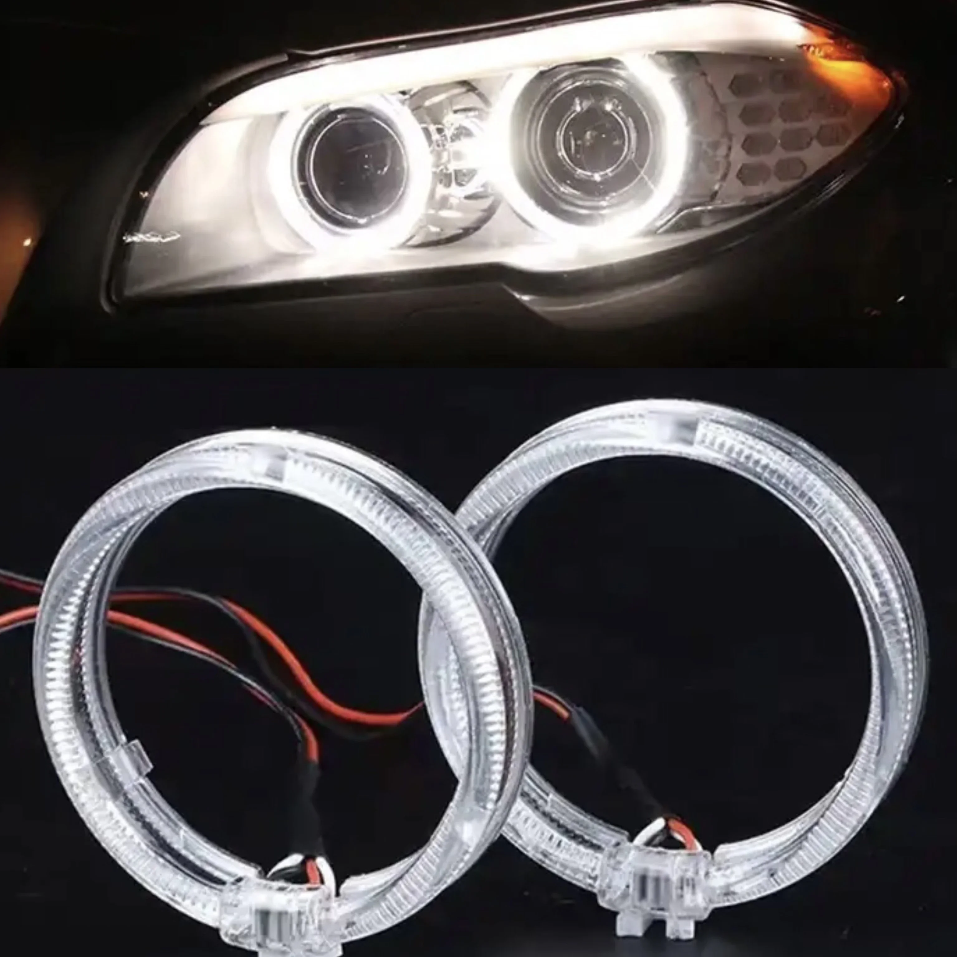 

Led Car moto Angle Devil demon Eye Headlights colorful daytime running light DRL 12v mini Projector Lens motorcycle Diy lamp kit