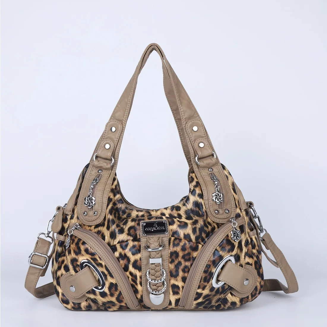 Damskie torebki vintage, torebka na ramię w panterkę, torebka z górnym uchwytem, modna torba typu satchel, torebka na ramię w kształcie pieroga, torba typu tote, hobo, duża torebka.