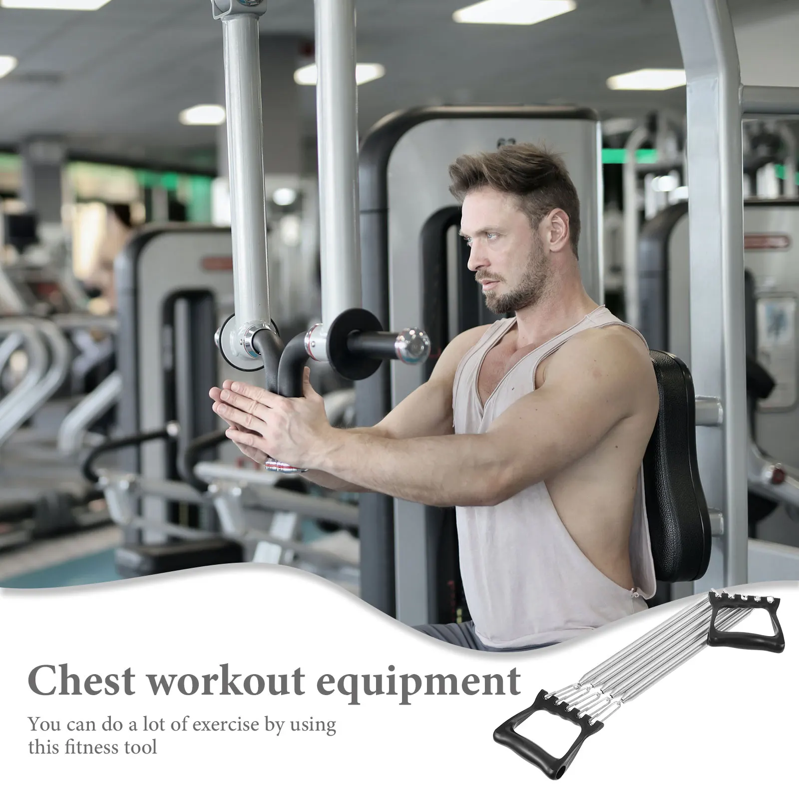 

Adjustable Plastic Handle Spring Steel Chest Exerciser For Men Durable Portable Fitness Workout Equipment Strength Training Tool