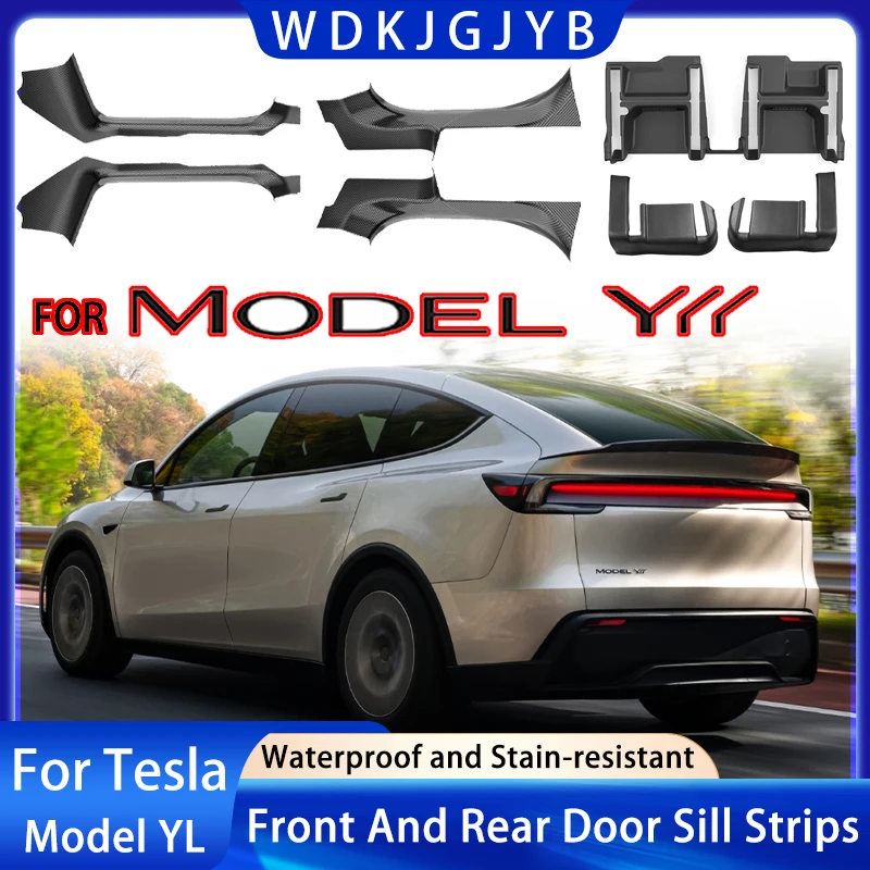 For Tesla Model YL Launch 2026 Front Rear Door Sill Guards TPE Inner Protector Cover Plate Trim Anti-Dirty Bumper Welcome Pedal