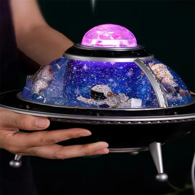 UFO astronaut ornament interior rotating moon crystal ball ornament birthday gift