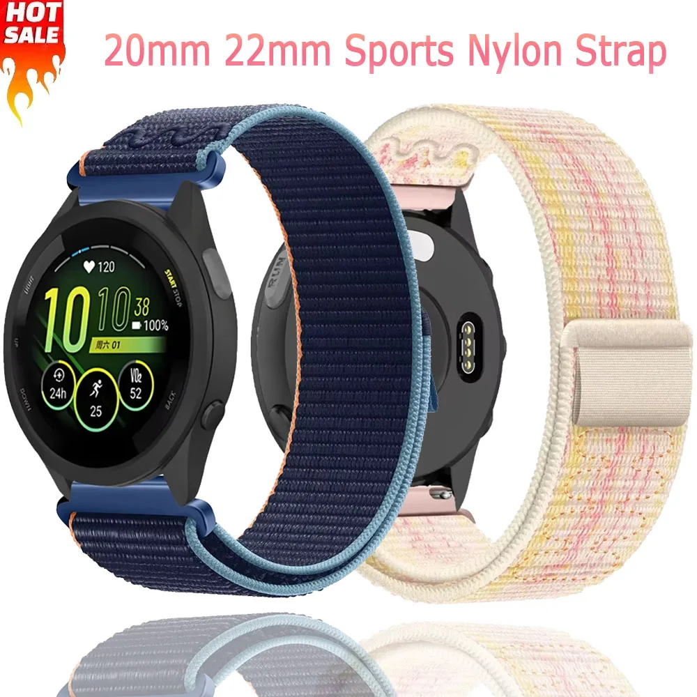 20 mm 22 mm Sport-Nylonarmband für Garmin Forerunner 965 265 165 55 255 Leichtes, atmungsaktives Band Garmin Active 5/Vivoactive 5 4