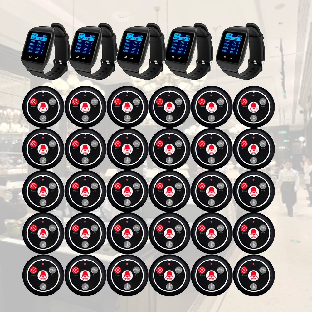 QWICALL Restaurant Calling System  5 Watch Receiver 30 Call Buttons Paging Cafe Waiter Service Buzzer кальян