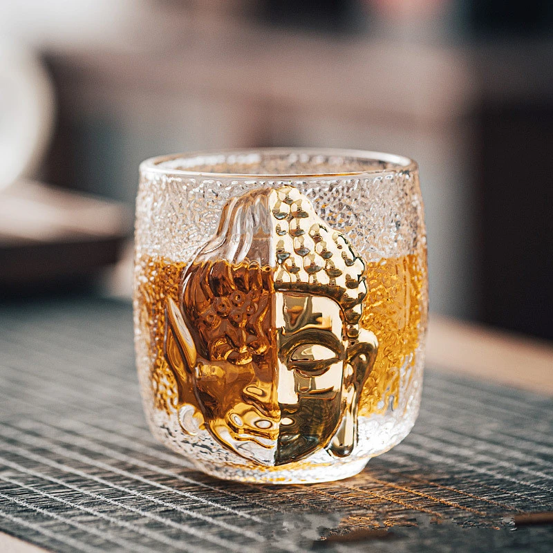 

The Monkey King Buddha Crystal Glass Teacup Creative Teacup Zen Wind Single Cup Tea Bowl Master Cup Handmade Tea Set.