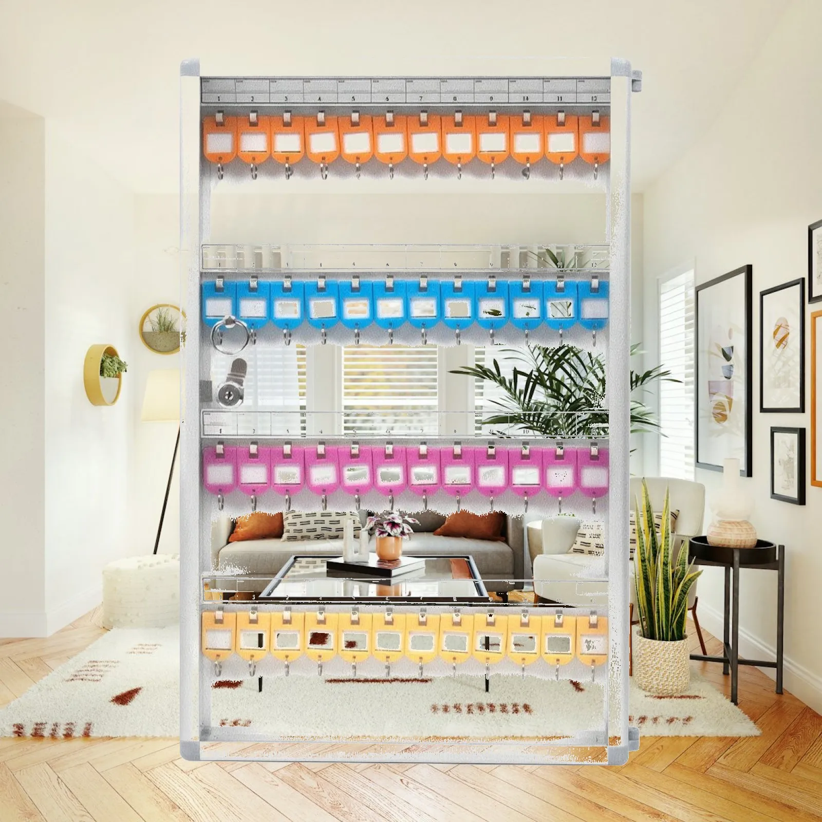 Key Management Cabinet Commercial Key Cabinet with Transparent Panel Organizer Space-Saving Indoor for Offices, Car Lots