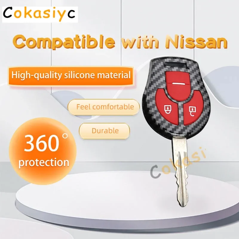 Carbon Fiber ABS Remote Car Key Case Silicone Full Cover For Nissan Juke March Qashqai Sunny Sylphy Tiida X-Trail