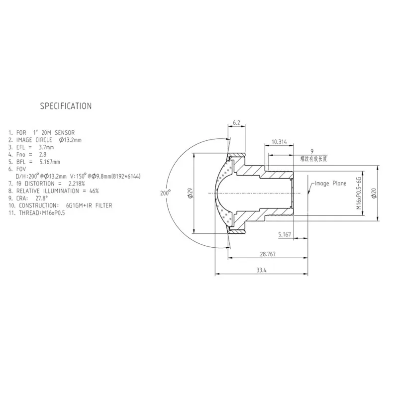 Wide-Angle Lens, IMX585 IMX485, 1/1.2-Inch Wide-Angle Lens